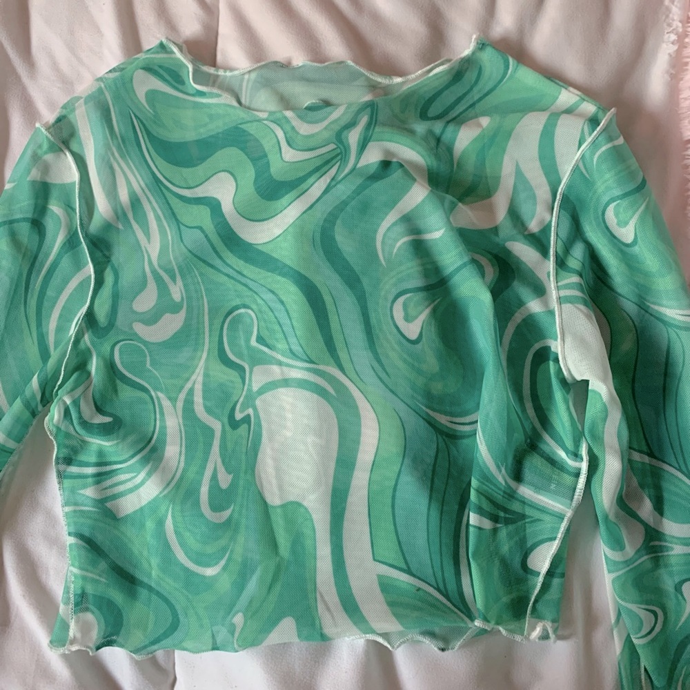 Long sleeve mesh top